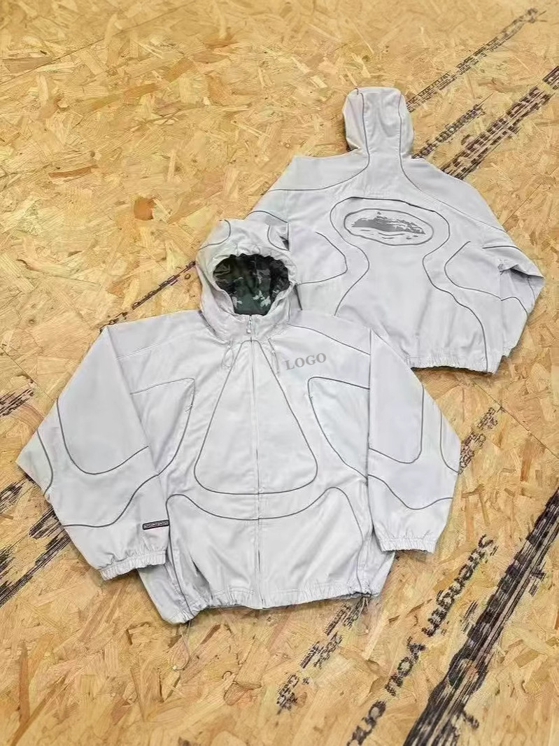 Cross-Border Nk Alcatraz Co-Branded Hook Jacket Jacket Hooded Men's and Women's Windbreaker Waterproof Reflective Strip Top Pants