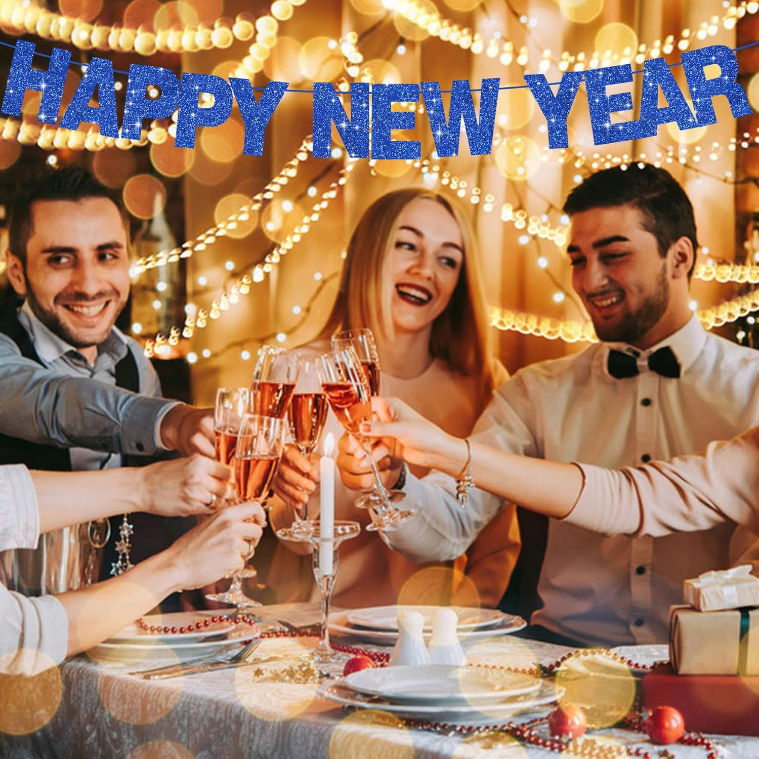 116 Pieces of Glitter Blue DIY Letter Banner Set to Make Your Own Banner, Pack