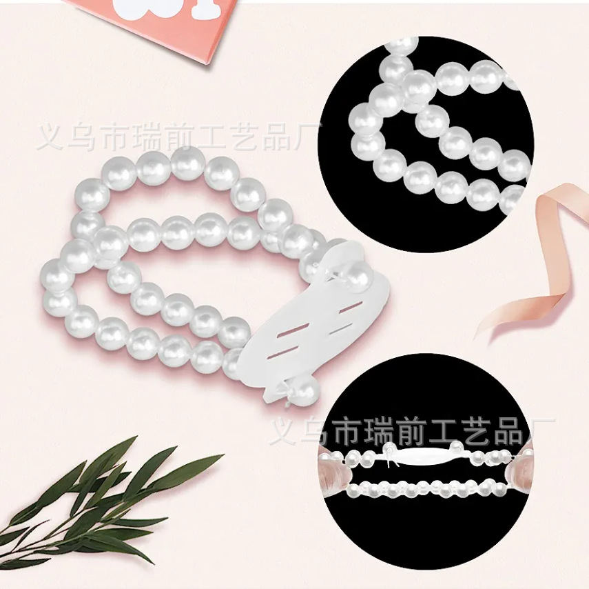 Bride Bridesmaid Pearl Wrist Flower Bracelet Pearl Chain Wrist Reholder Pearl Lace Reholder Wedding Supplies