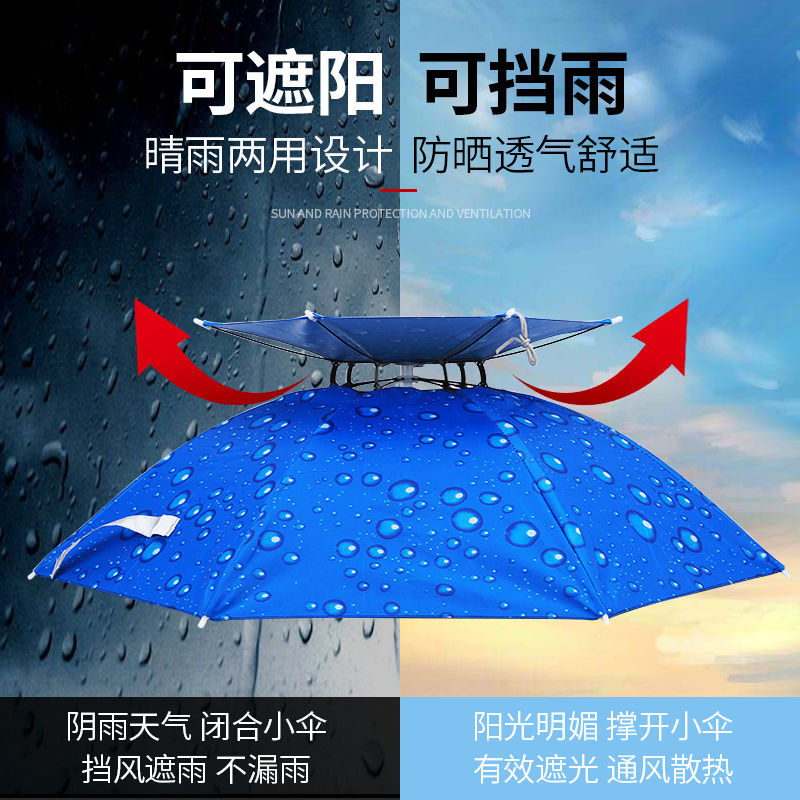 Factory Direct Sales in Stock Wholesale Summer Rain and Sun Protection Outdoor Fishing Umbrella Hat Tea Picking Sanitation Head-Mounted Umbrella Hat