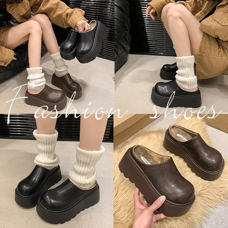 Пуховые тапочки с бархатом 2024 года, новый стиль, мягкая подошва, теплые тапочки для осени и зимы, корейский стиль