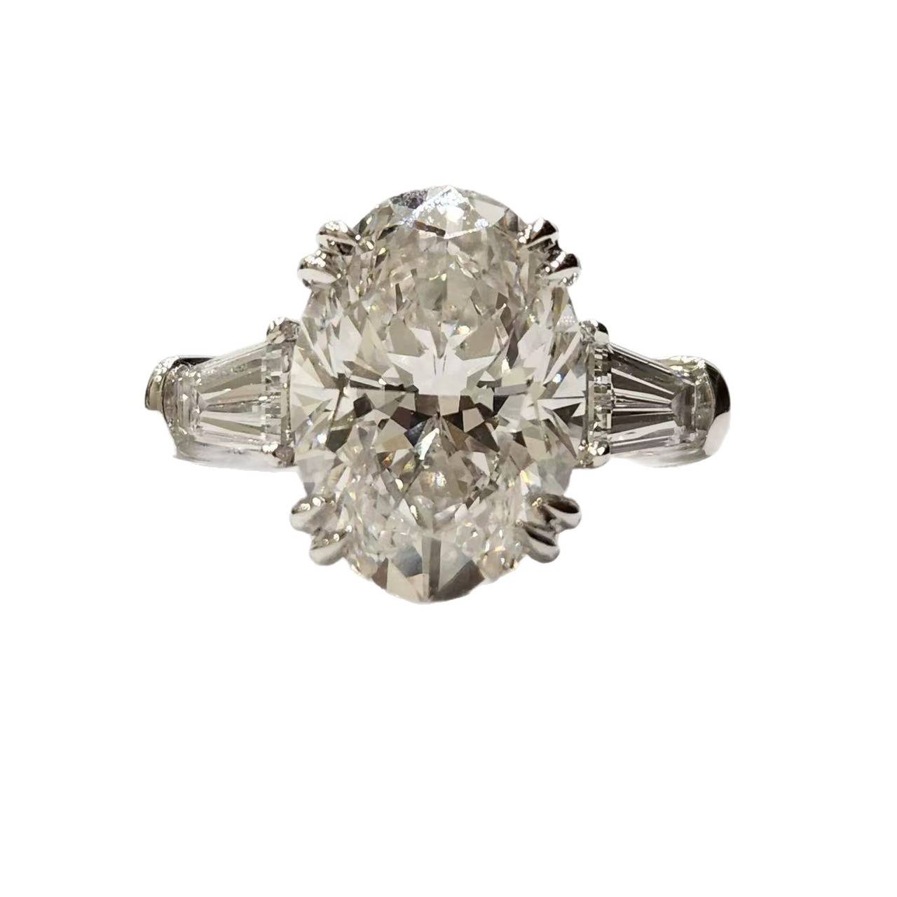 Pt950 Platinum Diamond Ring D Color Vs Cultivated Diamond Ring 3 Carat Oval Diamond Ring for Women European and American Fashion