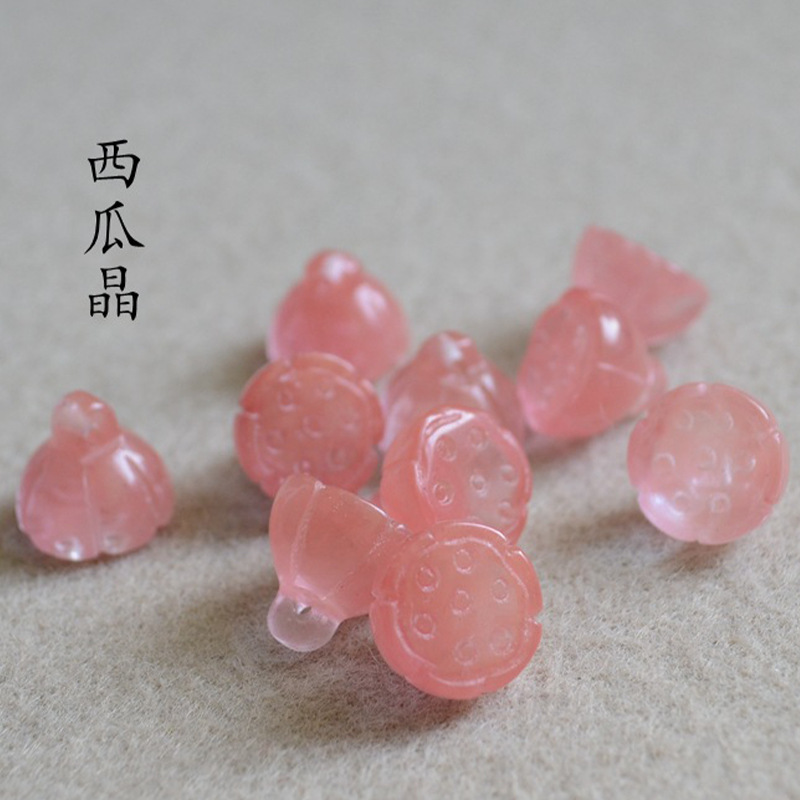 Red Agate Lotus Canopy Hetian Jade Lotus Agate Lotus Canopy Jade Buttons Cheongsam Buckle Lotus Canopy Lotus Canopy Buckle DIY Jewelry