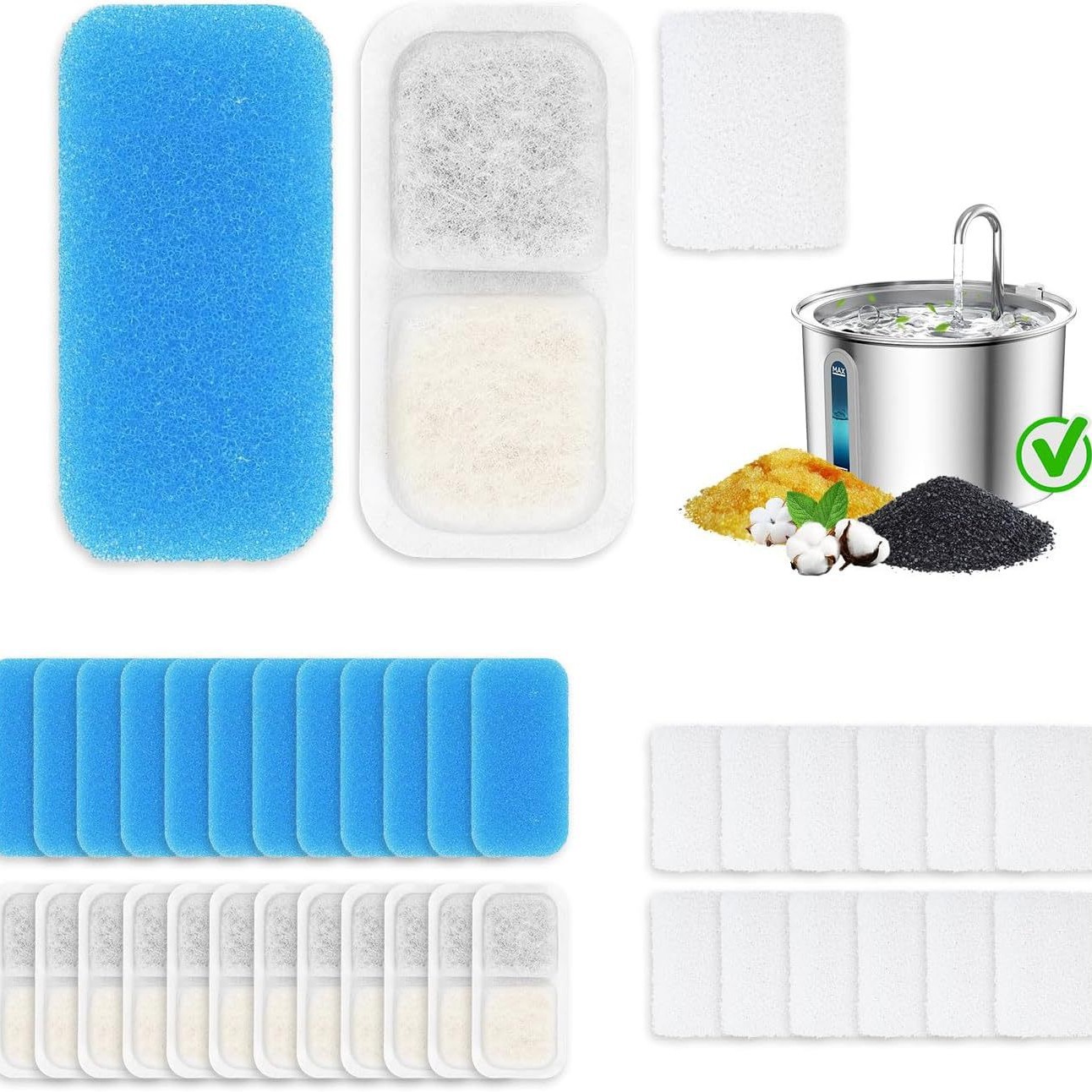 Pet Fountain Drinking Fountain Filter Cotton Replacement Core Cat and Dog Water Feeder Coconut Shell Activated Carbon Filter Cotton Sheet