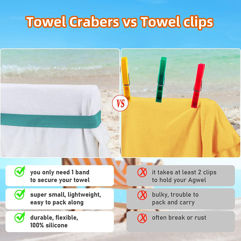 Factory Direct beach chair towel fixed strap beach towel elastic strap