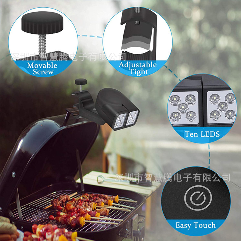 BBQ barbecue lamp double-headed rotatable camping lamp outdoor barbecue lamp LED multi-function barbecue clip lamp