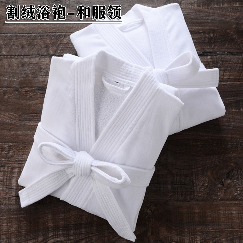 Five-Star Hotel Bathrobe Pure Cotton Cut Velvet Waffle White Bathrobe Nightgown B&B Hotel Hotel Bathrobe