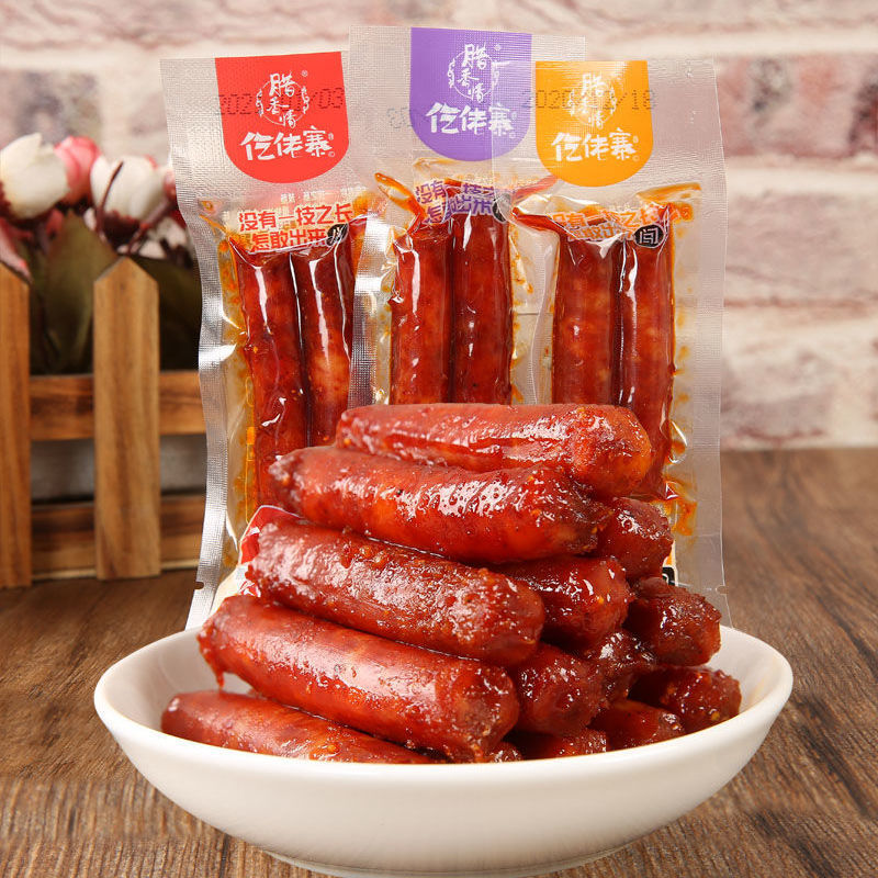 Yiji sausage, haolaozhai sausage, instant local firewood, small sausage, spicy pork sausage, Cantonese flavor sausage wholesale