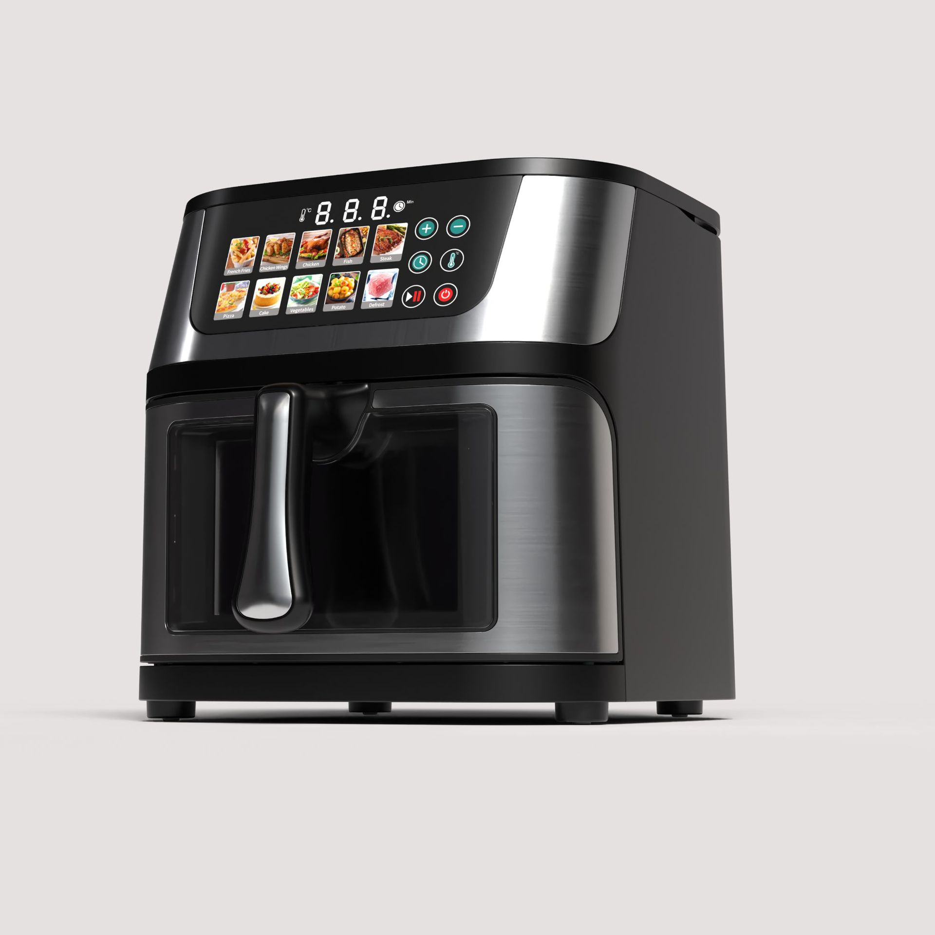 10L7L8L Stainless Steel Household Visual Air Fryer Color Screen Large Capacity Intelligent Touch Screen Multi-Function Machine Export