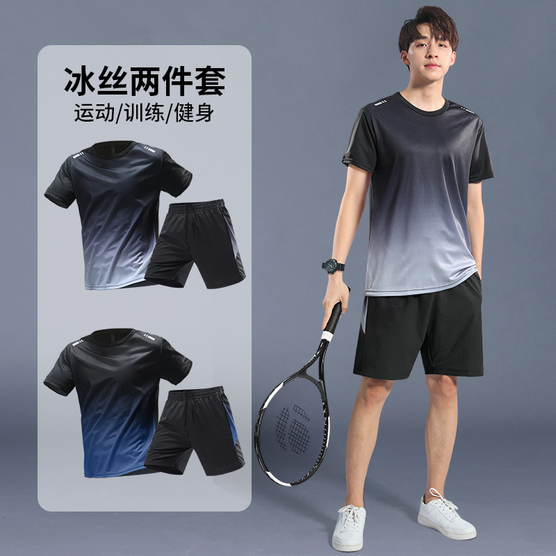 Одежда для бадминтона, мужская, из ледяного шелка, летняя, быстросохнущая, костюм для настольного тенниса, спортивная тренировка, новая короткая футболка