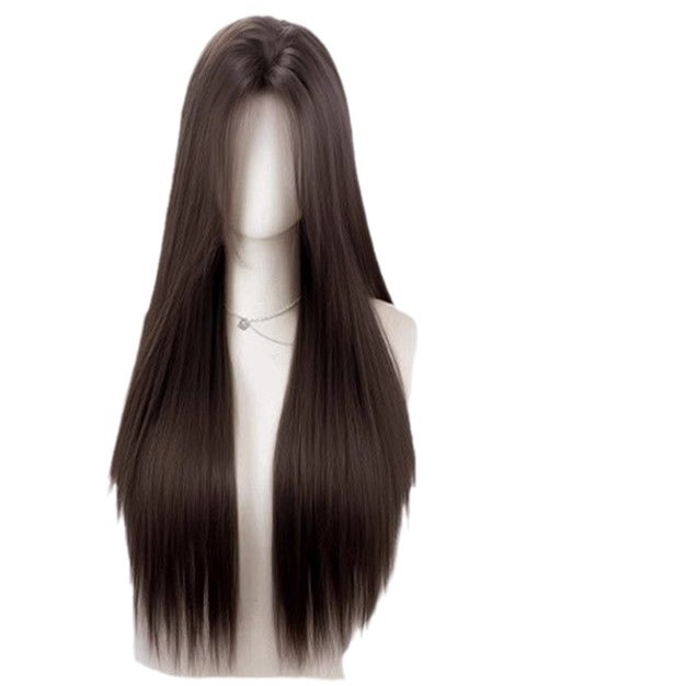 Ruolan Xuchang Wig for Women Full Headband Style with Lace Front, Middle Parting, High Crown, Fashionable Natural Black Long Straight Wig