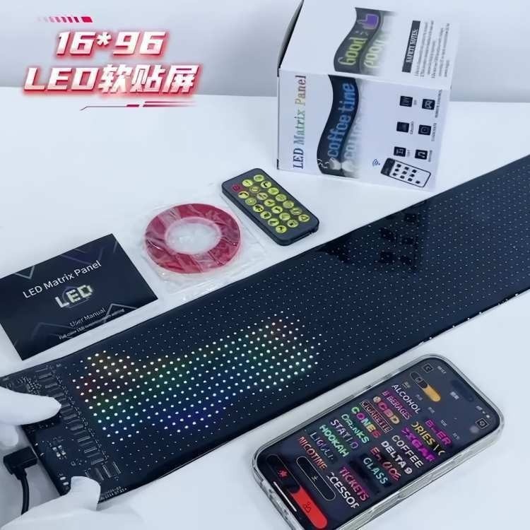 Led Flexible Display App Bluetooth Car Display Advertising Screen Full Color Smart Car Sticker Ip65 Waterproof Soft Screen