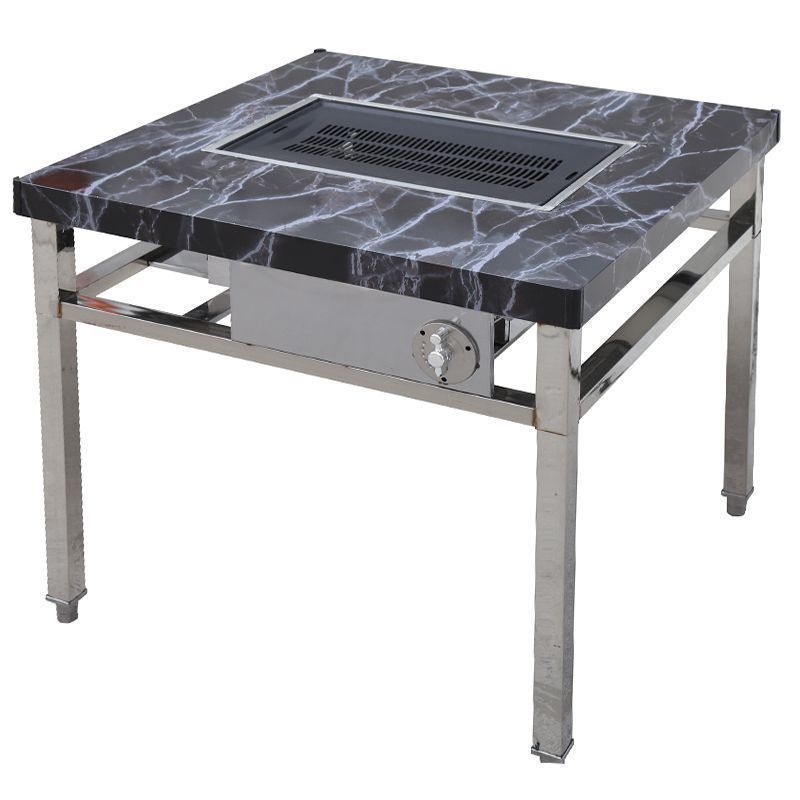 Guizhou Small Tofu Smokeless Barbecue Table Stainless Steel Charcoal Barbecue Table Barbecue Shop Smokeless Charcoal Grill Buffet Table