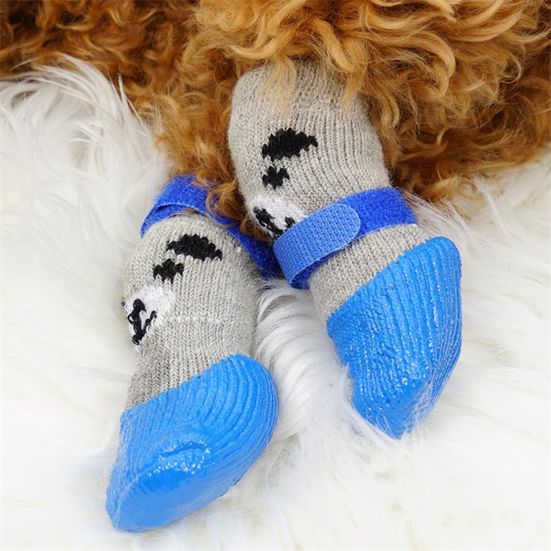 Pet Waterproof Socks, Dog Silicone Rain Boots, Cat Non-Slip Wear-Resistant Shoes and Socks, Outdoor Sports Dog Shoes, Warm Cartoon