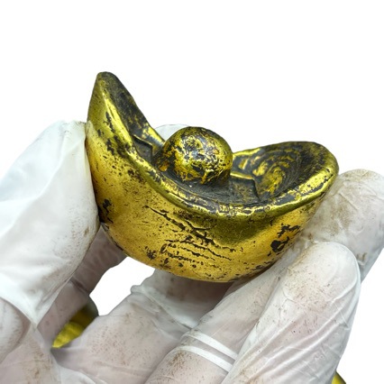 Antique Qing Dynasty Silver Ingot Silver Ingots 0.05kg Silver Ingot Five Emperors Ingots Ornaments Collection Antique Crafts