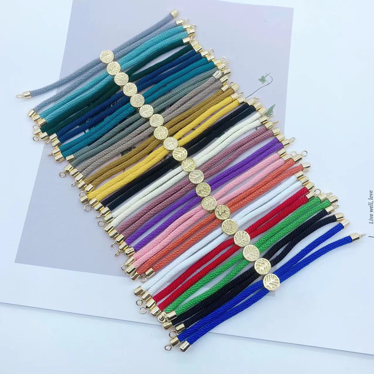 Браслет с регулируемым замком и бусинами, полуготовый плетеный браслет, 3 мм, оптовая продажа