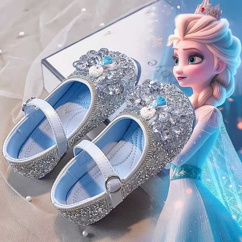 Children's Princess Shoes Crystal Shoes Aisha 2025 Spring and Autumn New Girls' Leather Shoes Soft Sole Baby Shoes