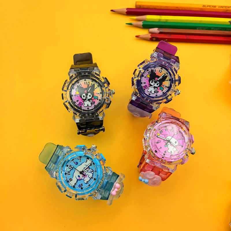 Children's Watch Cartoon Sanrio Kulomi Luminous Electronic Watch Women's Digital Pointer Quartz Watch for Primary and Secondary School Students
