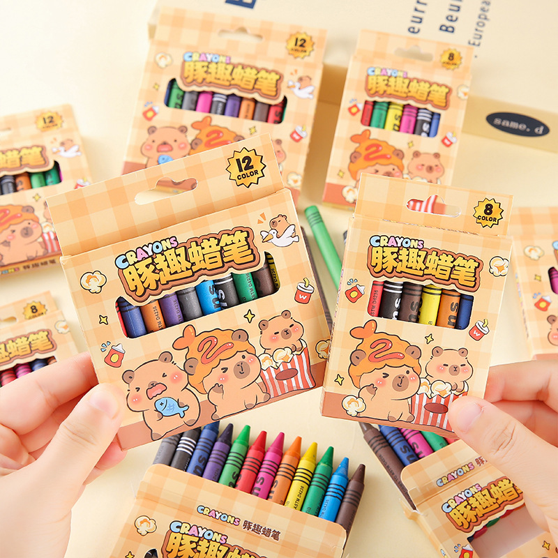 Детская милая мультяшная канцелярия 12-цветные мини-мелки капибары подарки для студентов детского сада и начальной школы
