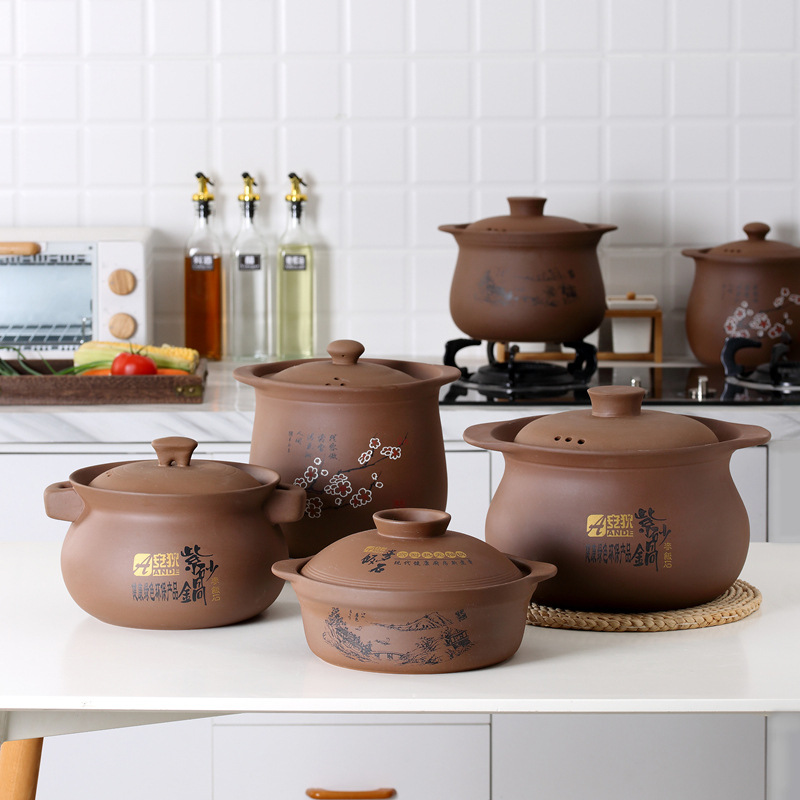 Wholesale Unglazed Uncoated Casserole Household Stew Pot Soup Stew Pot Boiled Chinese Medicine Gas Open Flame High Temperature Resistant Sand