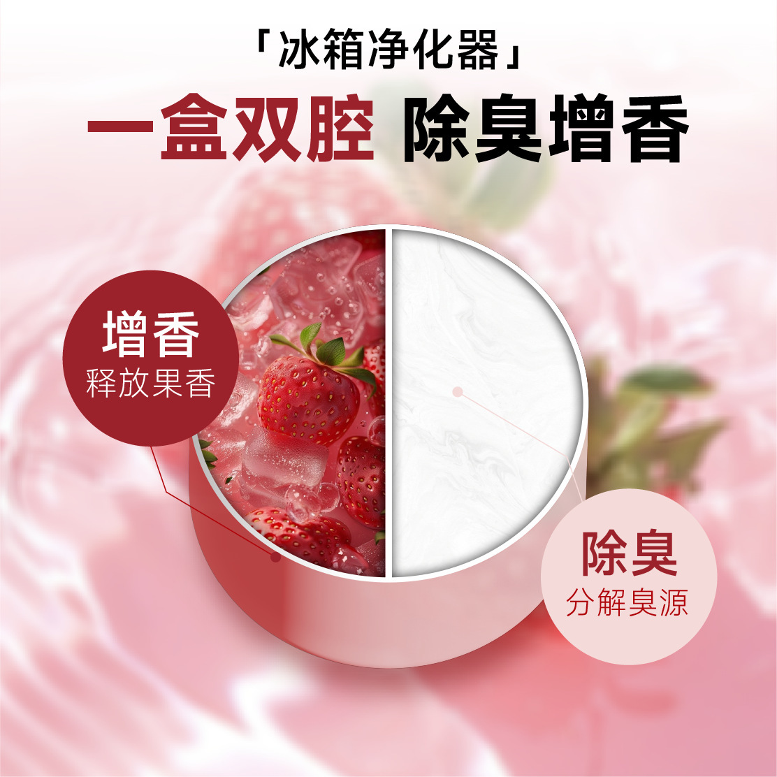 Refrigerator Deodorizer, Odor Removal Purifier, Ozone Activated Carbon Deodorizer, Fresh and Anti-Odor Three-In-One Dual-Color Deodorizer