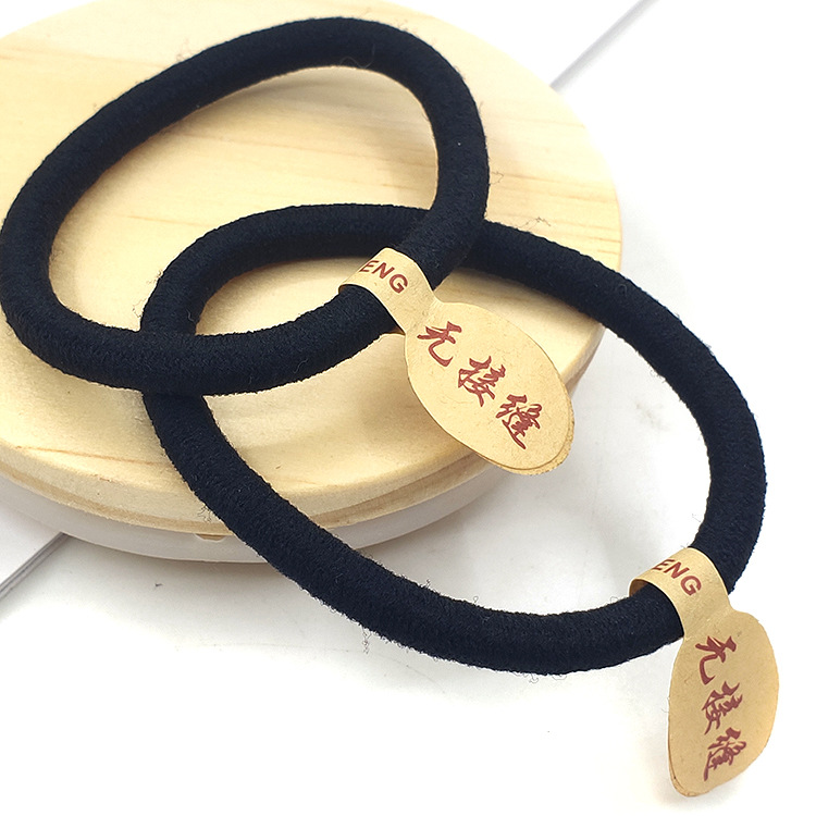 Korean style nylon high elastic seamless rubber band thick black labeling hair band head band Rubber Band female hair rope