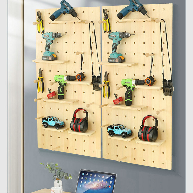 Solid Wood Hole Board Decorative Hole Wall Storage Rack One-Word Shelf Wall Storage Rack