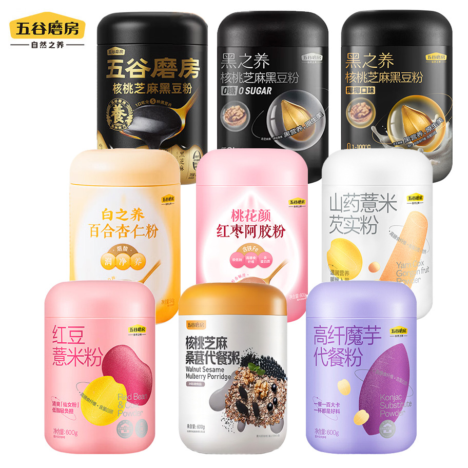 Порошок заменителя пищи из злаков с грецким орехом и черным кунжутом