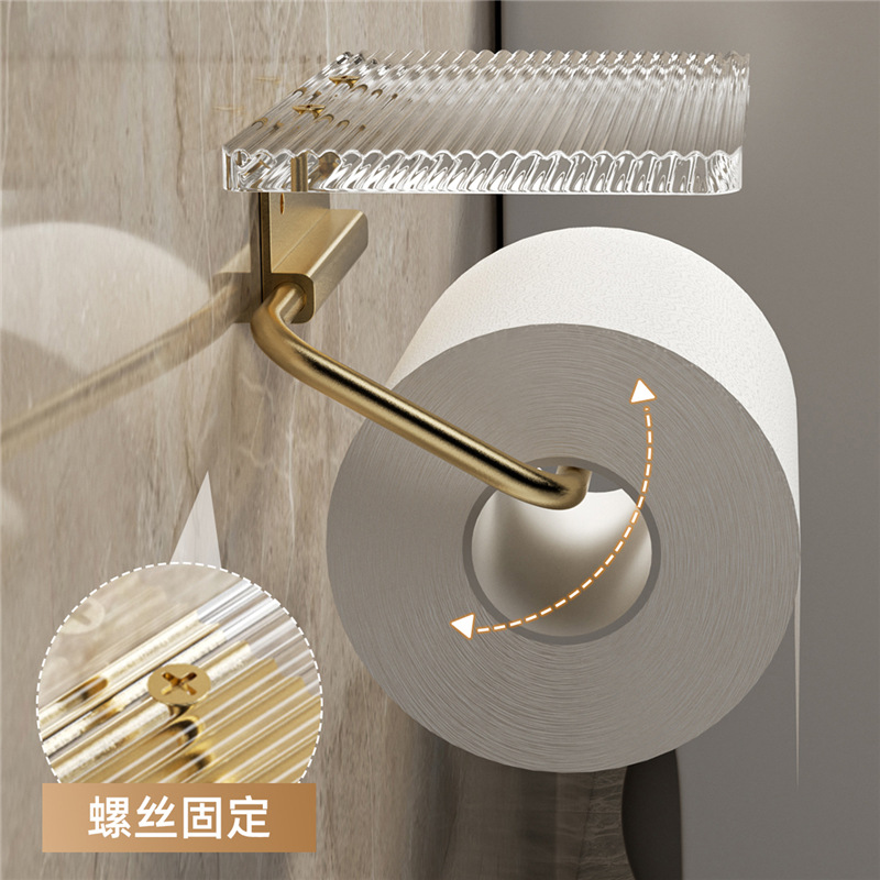 Light luxury toilet tissue box punch-free roll paper holder toilet paper holder toilet tissue box acrylic tissue holder storage