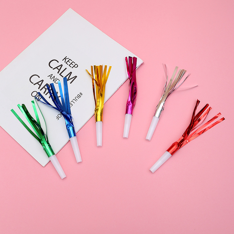 Cross Border Plastic Whistle Party Atmosphere Horn Props New 6pcs Black Tube Golden Tassel Dragon Whistle Party