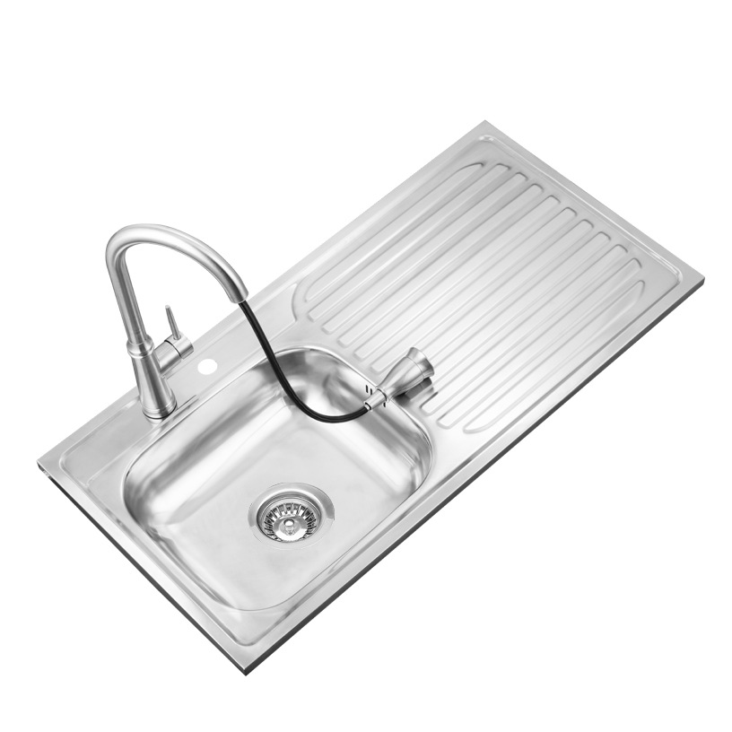 Cross-border source stainless steel 10050 single sink with plate American kitchen dish basin thickened brushed kitchen sink