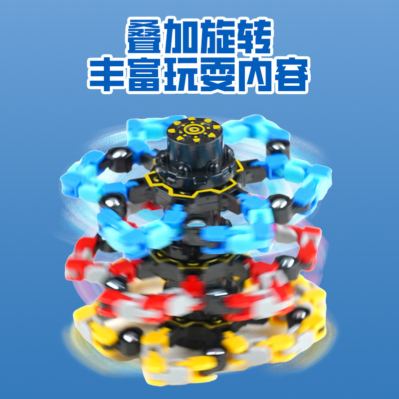 [099-1 Wholesale] Fingertip Mechanical Gyro Deformable Luminous Puzzle Rotation Decompression Children's Creative Toys