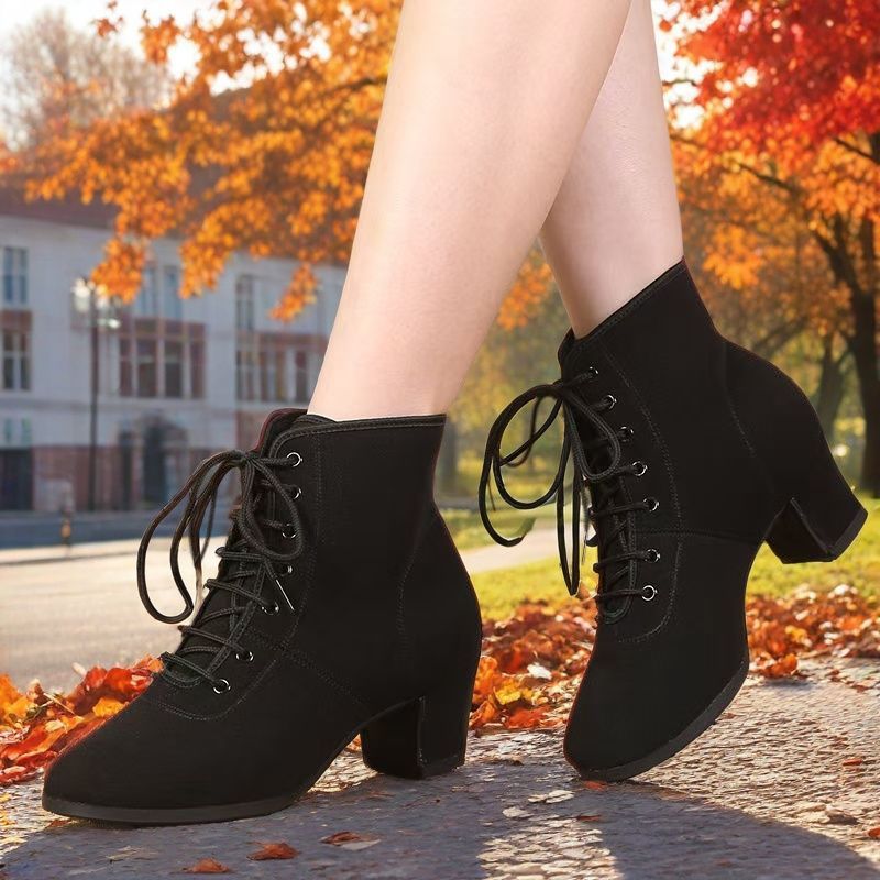 Fleece-Lined High-Top Boots for Square Dance, Modern Dance, Ballroom Dance, Sailor Dance, Latin Dance, Group Dance, Yangko Dance, Women's Soft Sole