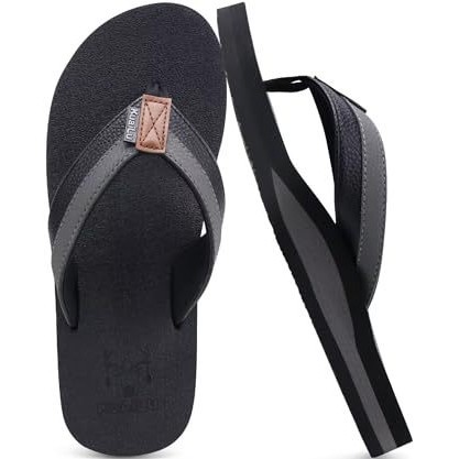 Popular Foreign Trade Amazon Cross-Border Men's Leather Beach Flip-Flops High Arch Factory Direct Sales