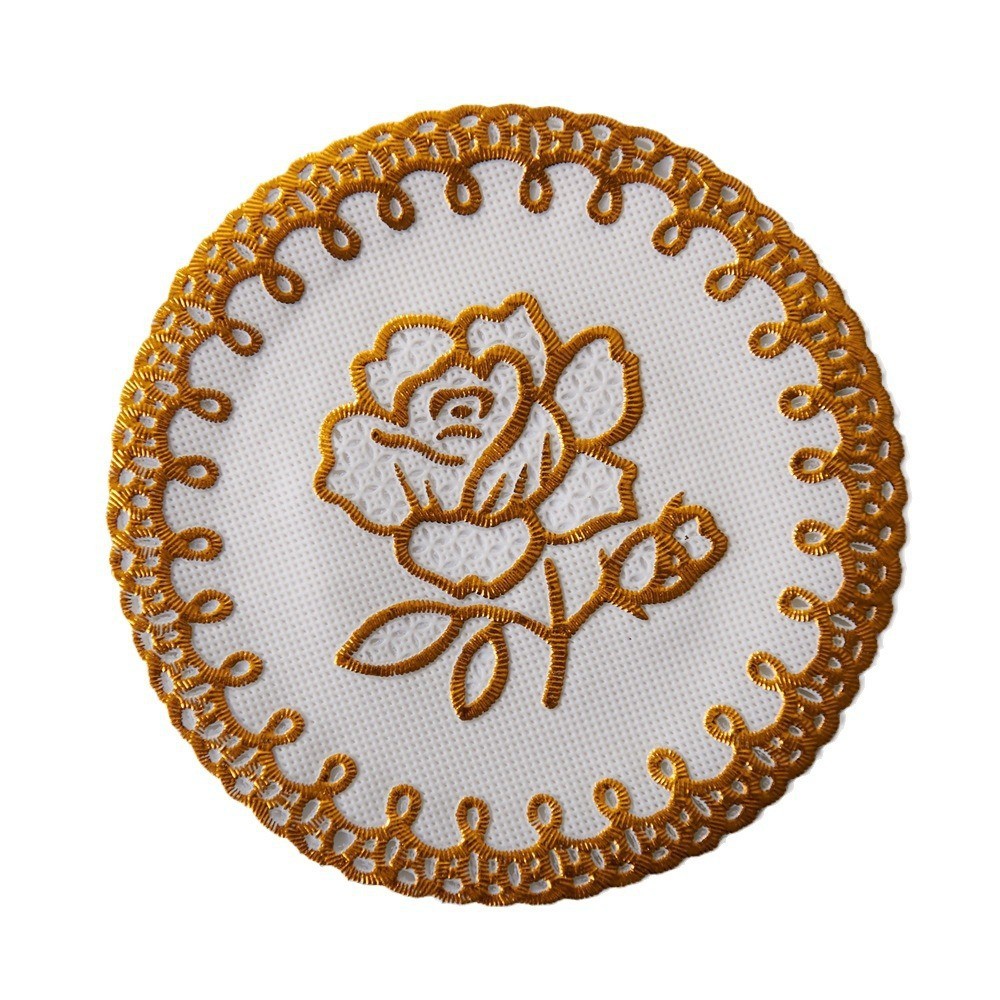 European Style Simple Bronzing Tea Mat Household Anti-scalding Dining Table Heat Insulation Mat 10cm Bronzing Round Coaster Absorbent Tea Mat