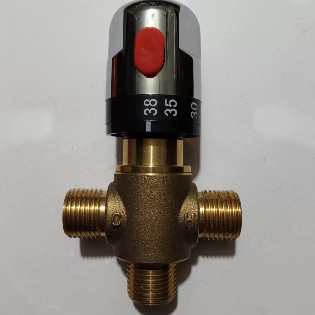 Cross-Border Mixing Valve 4-Point Without Connector All-Copper Constant Temperature Pipe Valve Surface-Mounted Mixing Valve Solar Hot Water