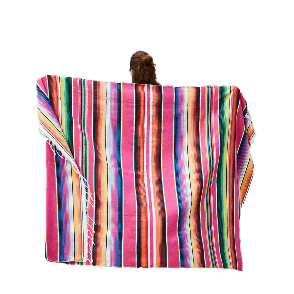 ins rainbow blanket style blanket woven cotton blanket colorful striped blanket tassel Indian style Mexican table runner