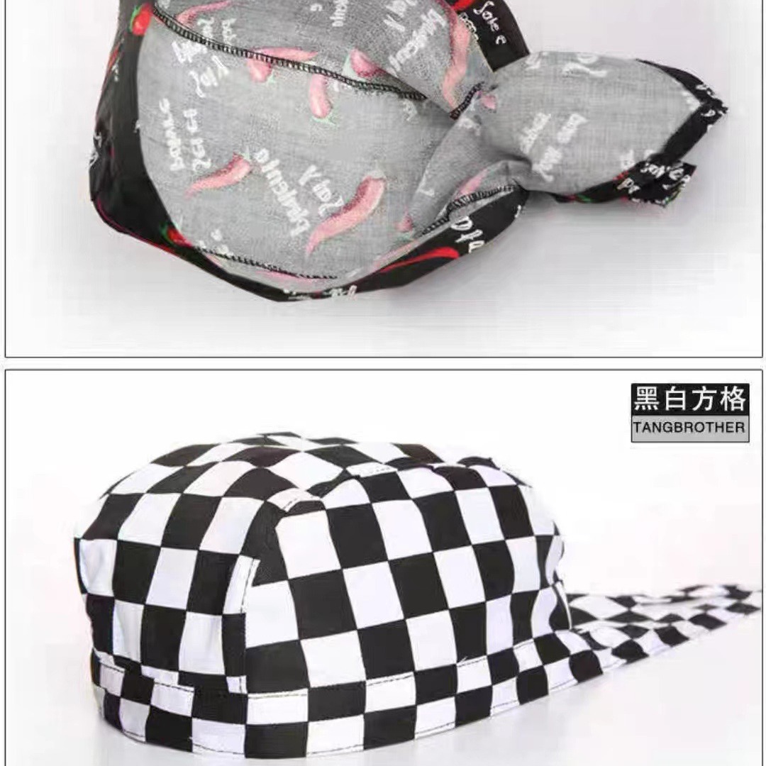Japanese-style pirate hat headscarf restaurant catering closed toe waiter work hat male and female chef ribbon hat quick-drying solid color