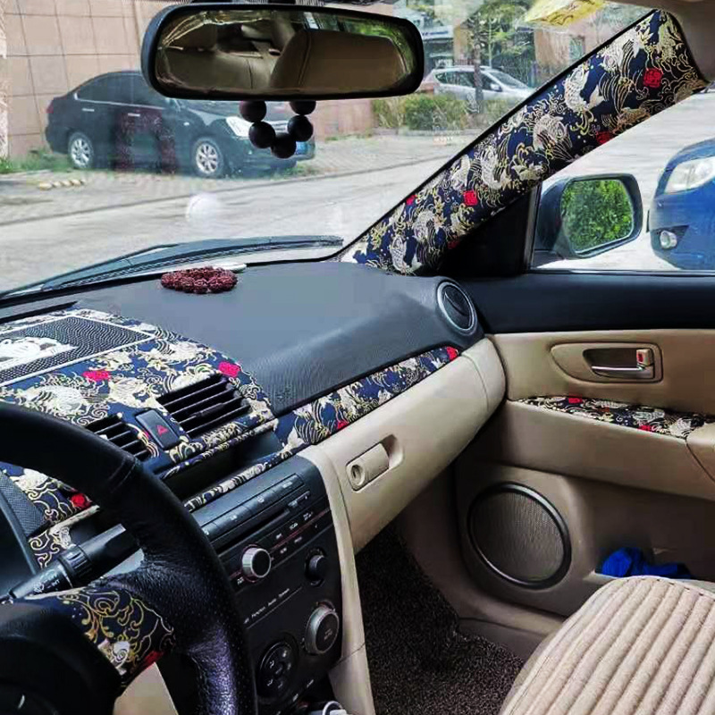Car interior self-adhesive cloth adhesive embroidery national fashion car stickers interior modification jdm style abc column gilding Garland