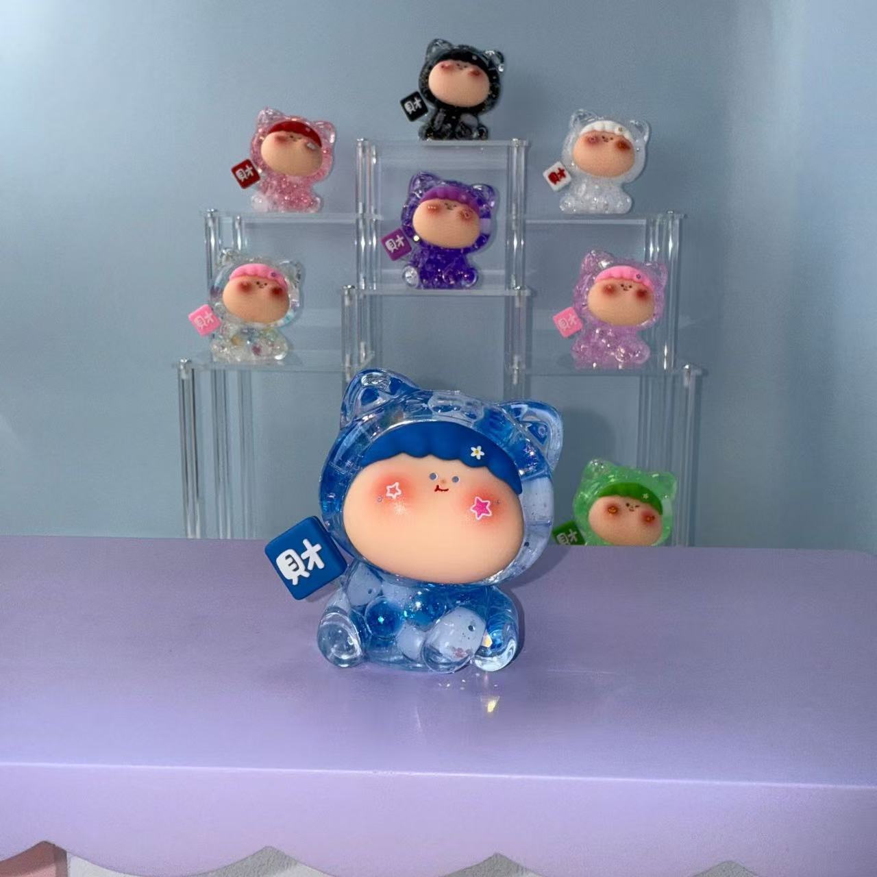 Creative Cute Lucky Cat Quicksand Night Market Stall Popular Small Commodities Acrylic Oil Sand Desktop Ornaments