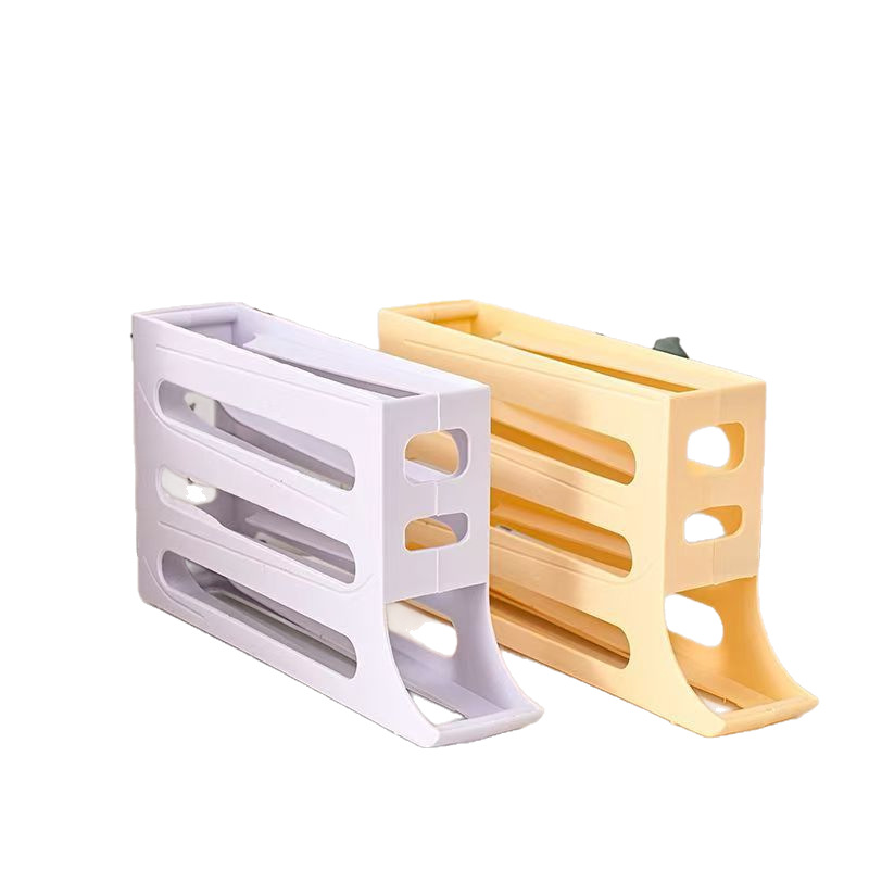Slide-Type Refrigerator Egg Rack Kitchen Egg Storage Box Four-Layer Automatic Rolling Egg Tray Anti-Fall Egg Box