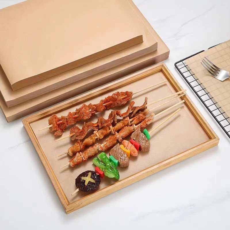Cowhide Color Oil-Proof Paper Tray Grease-Proof Paper Disposable Barbecue Pad Paper Pizza Baking Paper Oil-Absorbing Paper Food Special