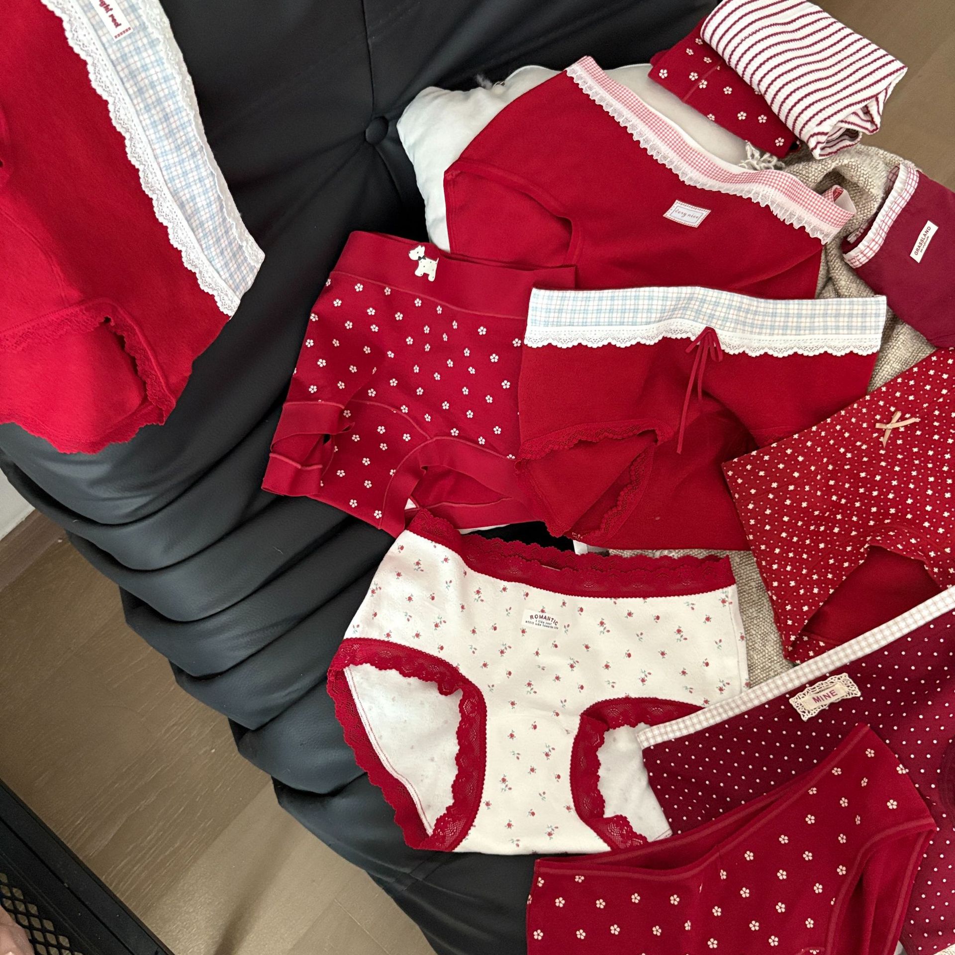 2025 Zodiac Red Collection Family Portrait Full Scene Classic Red Combination Girls Underwear Festive Red Underwear
