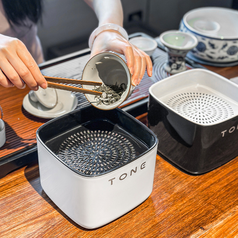 Light Luxury Desktop Tea Water Bucket, Small Waste Water Bucket, Thickened Tea Residue Container, Tea Leaf Filter, Tea Residue Drainer, Office Tea Strainer
