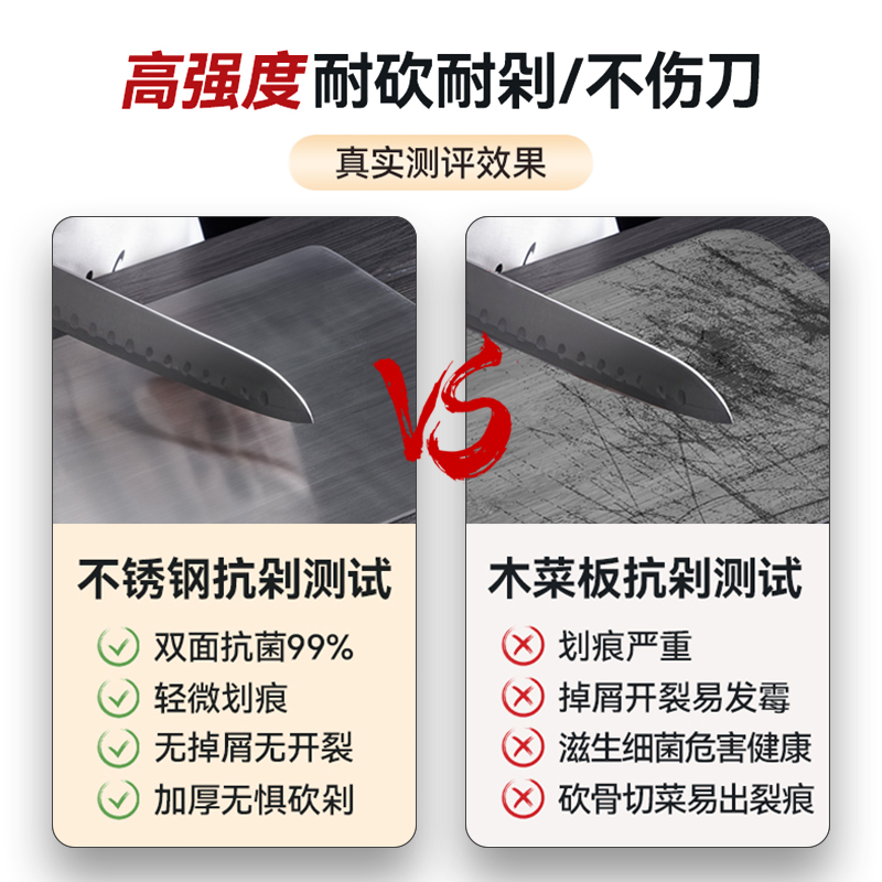 Cross-Border 304 Stainless Steel Cutting Board, Commercial Cutting Board, Thickened Double-Sided Household Anti-Mold and Anti-Bacteria Chopping Board, Popular Model