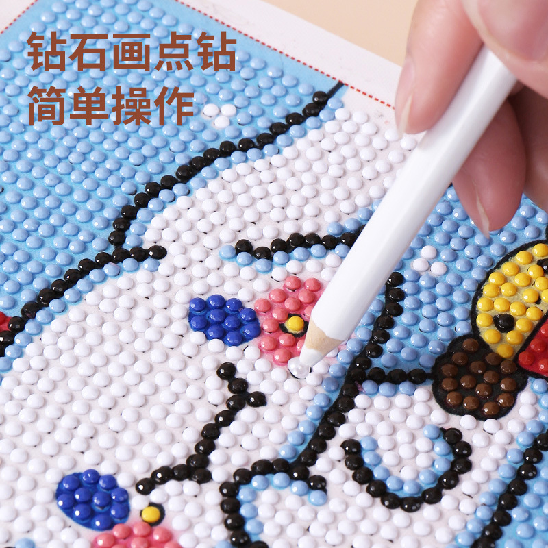 Handmade diy Manicure Tools Long Short Manicure Dot Pen with Diamonds High Quality White Core Wooden Pencil