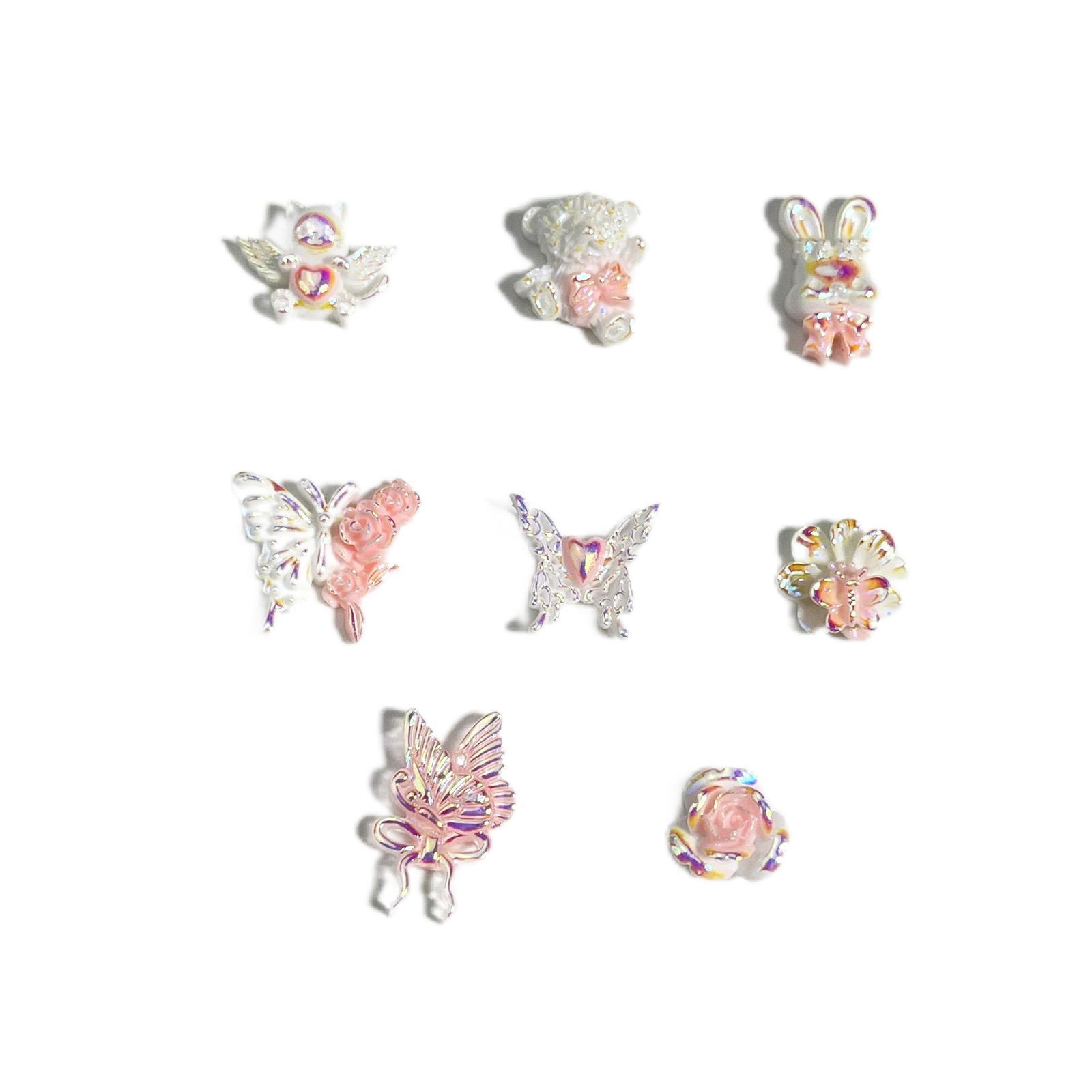New Tmall Genie Cartoon Nail Art Jewelry Oil Dropping Plating Three-dimensional Bear Butterfly Flower Resin Nail Accessories