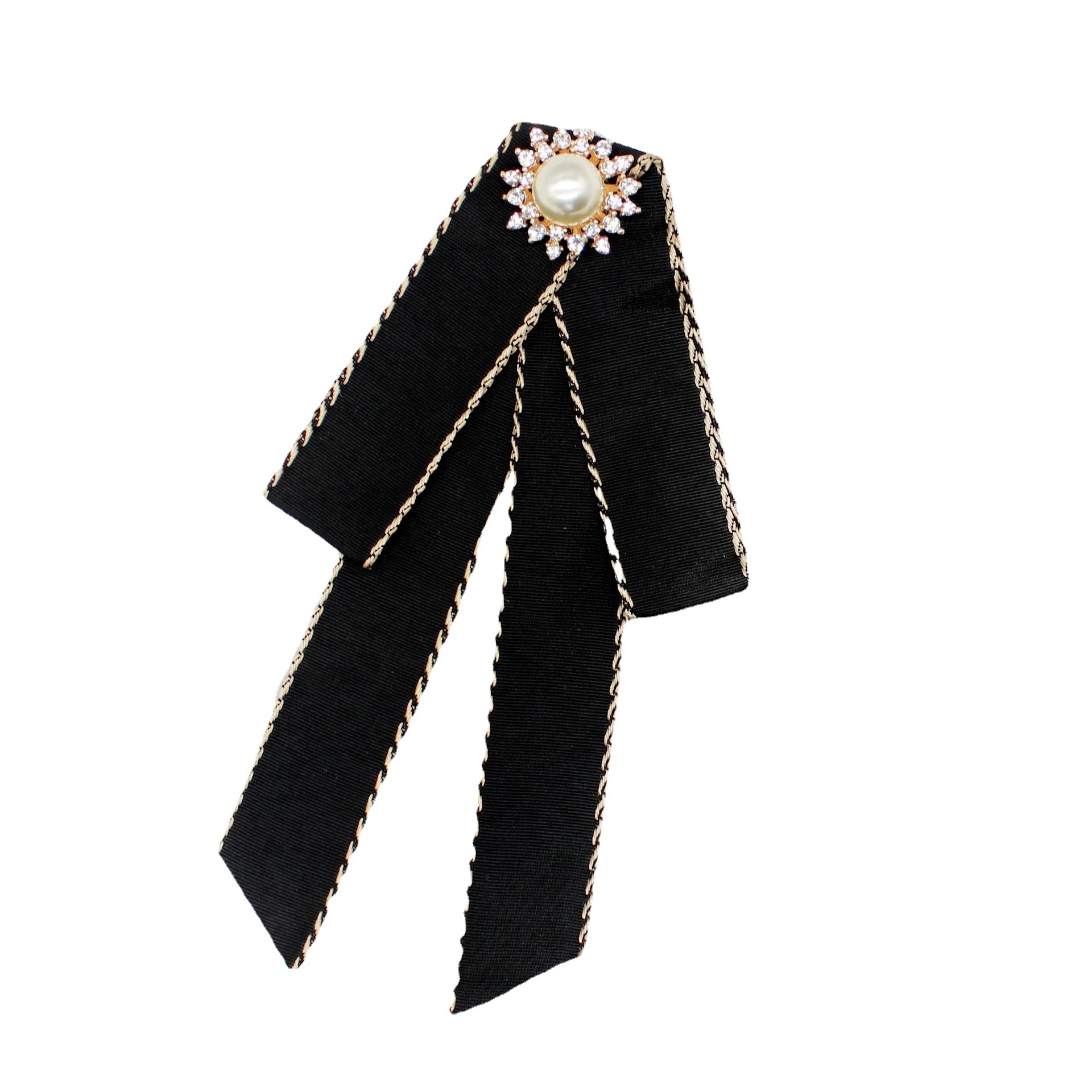 Lace Bow Tie Long Piao Lace Accessories South Korea Black Chanel Style Diamond Collar Academy Style Hair Accessories