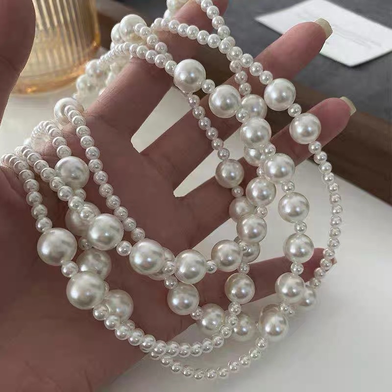 Shijia Elegant Versatile Multi-Layered Pearl Sweater Chain Accessible Luxury Simple High-End Long Necklace Women's Accessories Pendant
