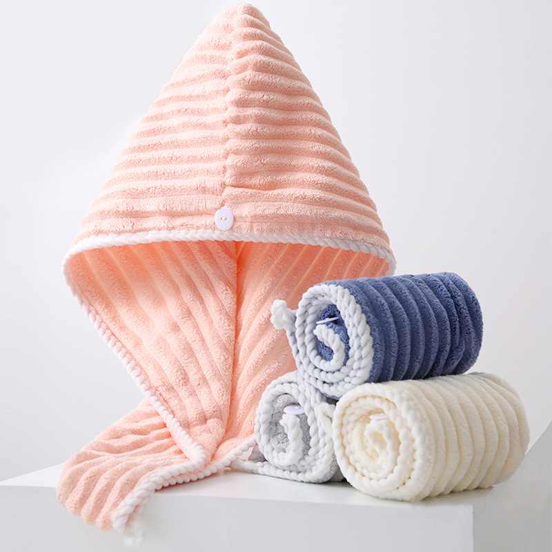 Candy Strip Towel Bath Towel Three-Piece Set Soft Water Absorbent Bath Cap Quick-Drying Not Easy to Lose Hair Bath Household suit